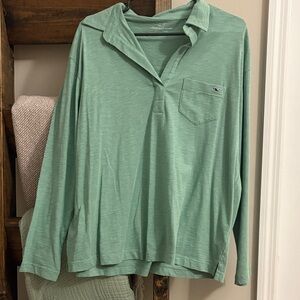 Vineyard Vines Seafoam Green Long Sleeve Polo Top